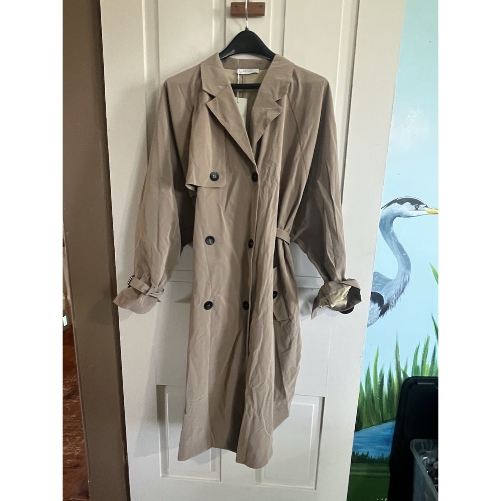 Women Mulla L Tan Overcoat Detachable Belt ClassicCore Slouchy Workwear NWT